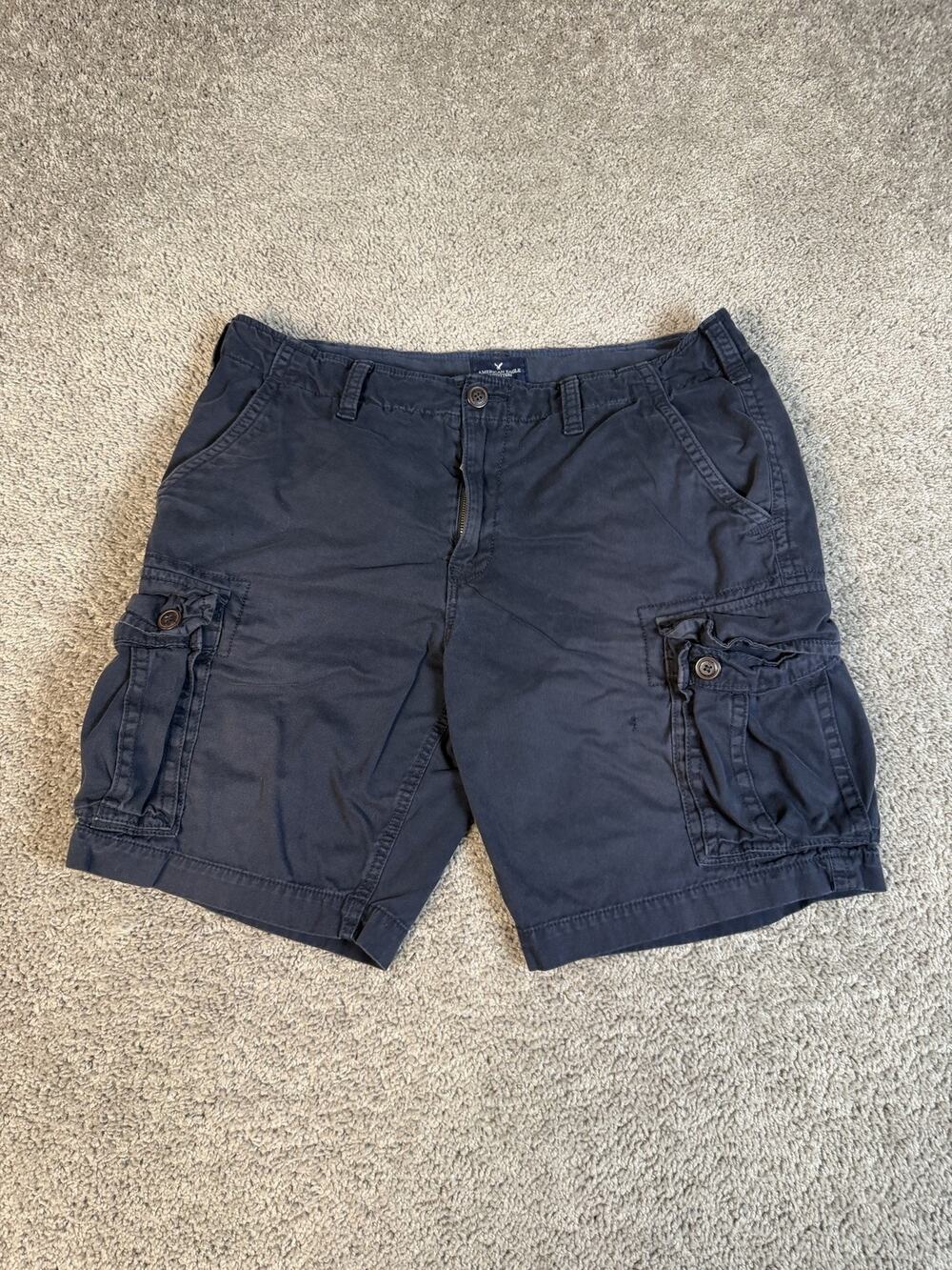 American Eagle Outfitters Shorts Mens 38 Blue Cargo Cotton Spandex Canvas 10 In
